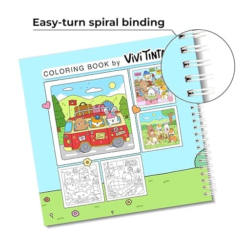 Fuzzy Friends Coloring Book with 2 Sets of Miniature Sticker Scenes for Adults & Teens thumbnail 4