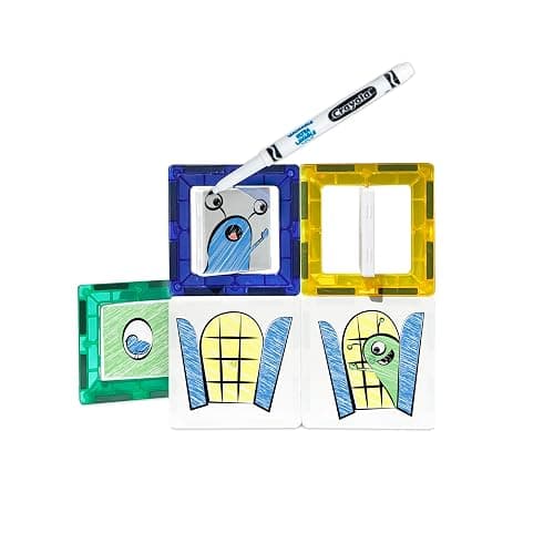 CreateOn Crayola Doodle Magnetic Tiles Building Set for Kids, Magnetic Kids’ Building Toys, STEM & Montessori Arts & Creativity Toys for Boys and Girls Ages 3+, 24-Piece Set thumbnail 4