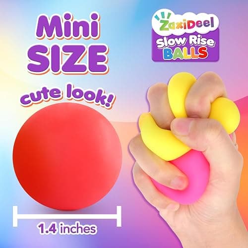 Slow Rising Stress Ball 50 Pack: Mini Squishy Ball for Kids Anxiety Relief, Hand Therapy Sensory Toy, Pull Stretch Fidget Toy, Prize Box Toys for Classroom, Bulk Toy for Teacher, Offices & Group thumbnail 6