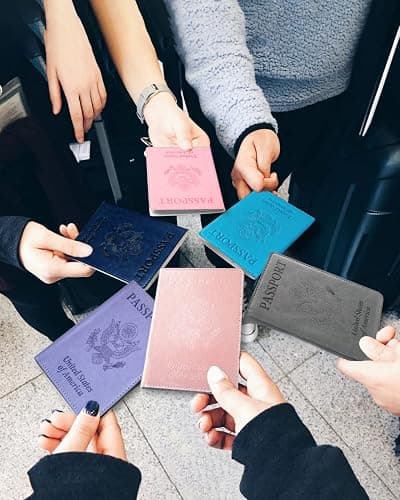Sizobi Leather Passport Holder Covers, Passport Holder for Travel Women, RFID Blocking Wallet Case, International Travel Must Haves Travel Accessories for Women Men,Cruise Ship Essentials Gifts, Pink thumbnail 2