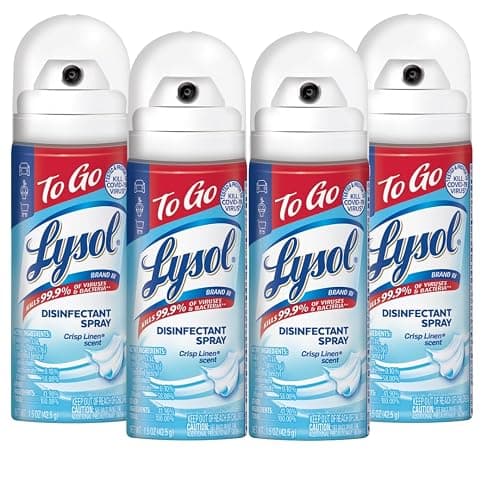 Lysol To Go Disinfectant Spray, Travel Size Sanitizing, For On-the-Go Disinfecting and Deodorizing, Crisp Linen, 1.5 Fl. Oz (Pack of 4) - Image 1