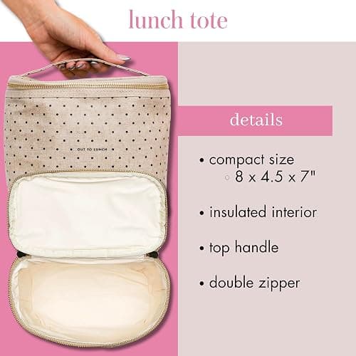 Kate Spade New York Insulated Lunch Tote, Cute Lunch Bag for Women, Compact 8 x 4.5 x 7.23" Size, Deco Dots (Out To Lunch) thumbnail 5