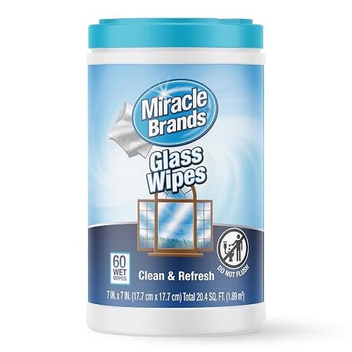 MiracleWipes for Glass, Disposable and Streak Free Cleaning Wipes for Mirrors, Windows, Kitchen, Home, and Auto- (60 Count (Pack of 1)) - Image 1
