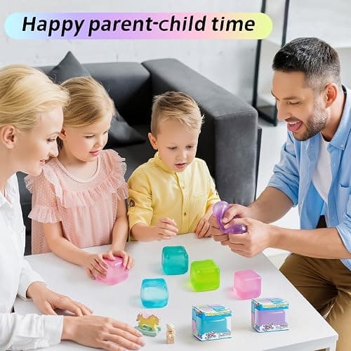 Stress Cube Squishy Fidget Toys, 2.17" Slow Rising Ice Cube Stress Ball, Sensory Sugar Squishy Squeeze Toys for Adults & Kids, Anxiety Relief Desk Toys, Classroom Prizes Party Favors (Blue) thumbnail 2