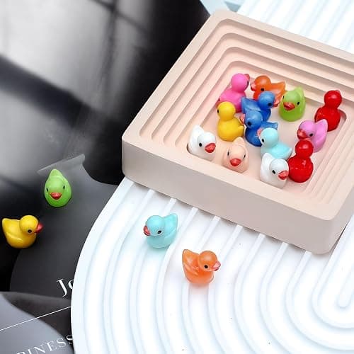 GOTFUN Mini Resin Ducks Figures, 120 Pcs Cute Tiny Little Ducks Ornaments Miniatures Toy Baby Bath for Fairy Garden Aquarium Dollhouse Landscape Decorations Mini Stuff Figures Home Decor (12 Colors) thumbnail 2