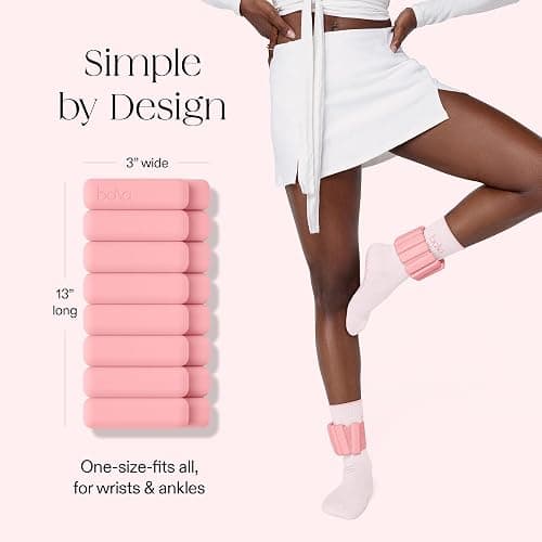 Bala Bangles Wrist & Ankle Weights for Women & Men - Adjustable Weighted Bands - Soft Silicone Arm & Leg Weights for Pilates, Yoga, Walking, Barre, Home Workout & Strength Training Exercise thumbnail 4
