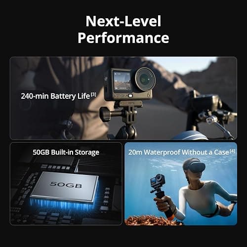 DJI Osmo Action 6 Essential Combo, 8K Waterproof Action Camera | 1/1.1" Square Sensor, Variable Aperture of f/2.0–f/4.0, Rocksteady 3.0, Cold-Resistant, 4hrs Battery, 50GB Storage thumbnail 6