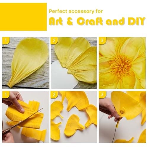 PartyWoo Yellow Crepe Paper Streamers 4pcs 328ft Pack of Pastel Yellow Pearl White Crepe Paper Streamers for Birthday Graduation Engagement Baby Shower Summer Sunflower Little Cutie Party Decorations thumbnail 4