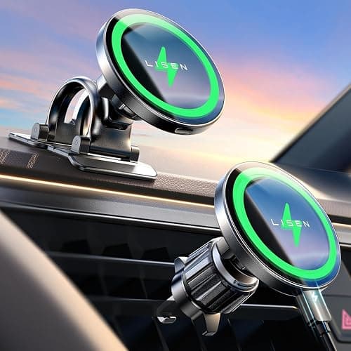 LISEN for 15W MagSafe Car Mount Charger,Magnetic Wireless Car Charger for iPhone 17 Pro Max Accessories,Magnetic Phone Holder for iPhone 17-12,Samsung,Christmas Stocking Stuffers Gifts for Men Women - Image 1
