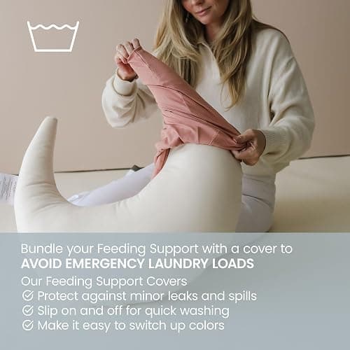 snuggle me Organic Nursing Pillow - Bottle & Breastfeeding Pillow with Organic Cotton Cover & Fiberfill, Machine Washable, Newborn Essentials Must Haves (Natural) - Natural thumbnail 5