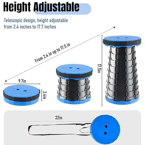 Doseno Upgraded Foldable Stool Thickened Set of 2, Portable Collapsible Stool Retractable Stool, Foldable Portable Collapsible Chair for Fishing, Hiking Tours, BBQ, Parties, Outdoor Activities (Blue) thumbnail 2