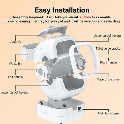 Mintakawa Automatic Cat Litter Box Self Cleaning - APP Control and Weight Monitoring - Ultra-Quiet, Suitable for Medium Cats and Kittens, Safe Anti-Pinch Litter Box (Assembly Required) - White thumbnail 7