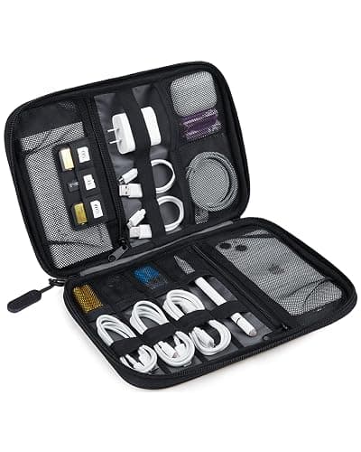 BAGSMART Large Electronics Travel Organizer Case, Tech Accessories Cord Storage Bag for Phone, Power Bank, SD Card, Cables, Black - Image 1