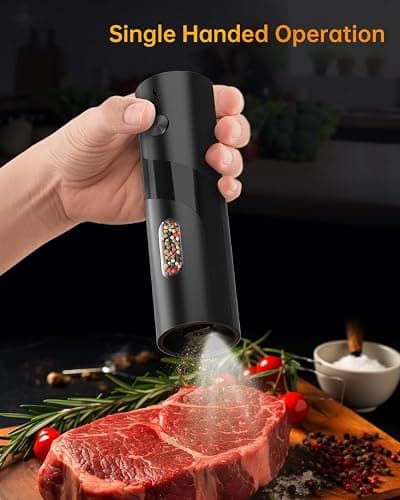 CIRCLE JOY Electric Rechargeable Salt and Pepper Grinder Set Top-Refill Automatic Pepper Mill Grinder with Charging Base, Adjustable Coarseness, Easy Filling Larger Capacity with Led for Home Kitchen thumbnail 7