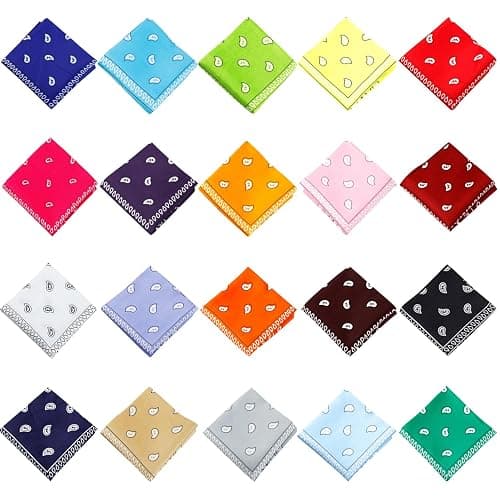 Jeatonge 20 Pcs Bandanas for Women Men Head Scarf Handkerchief 22x22 Inch thumbnail 5