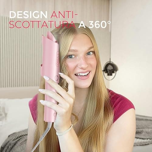 TYMO CURLPRO Arricciacapelli Automatico per Grandi Ricci -Ferro Capelli Rotante Automatico 25mm, 160-210℃, Anti-scottatura Beach Waves Piastra Boccoli per Capelli, 500M Ioni Negativi, Rosa thumbnail 6