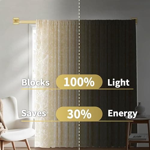 Gold Curtain Rods for Windows 48-90Inch(4-7.5ft) Heavy Duty Wrap Around Blackout Curtain Rods,Adjustable Room Darkening Drapery Rod for Bedroom, Living Room, Sliding Door & Outdoor Patio thumbnail 3