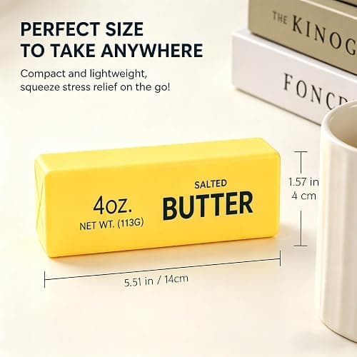 2-Pack Butter Squishy Stress Toy,2026 New Soft Novelty Toy,Realistic Butter Stick Fidget, Slow Rising Soft Squeeze Toy for Adults Stress Relief & Anxiety Relief (2PCS Yellow Butter 01) thumbnail 2