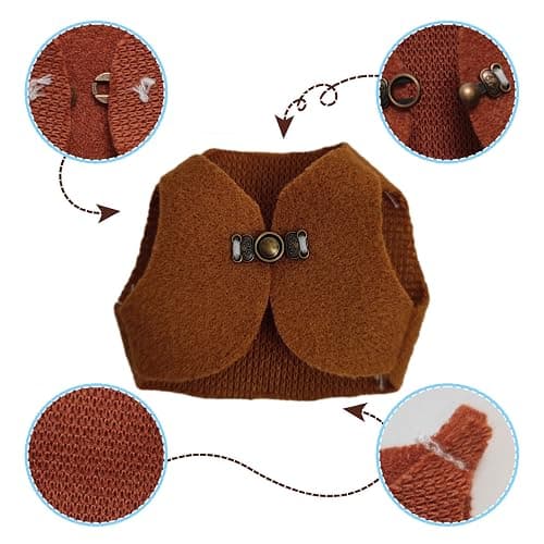 Hamster Clothes Small Animal Outfit Button-Up Vest Warm Winter Sweatshirt Ferret Costume Accessories for Halloween Party Cosplay Photoshoot – Suitable for Ferret Rabbit Guinea Pig Squirrel（Brown） thumbnail 3