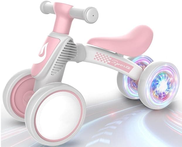 WETIFY Colorful Lighting Baby Balance Bike Toys for 1 Year Old Girl Gifts, 10-36 Month Toddler Balance Bike, No Pedal 4 Silence Wheels & Soft Seat First Bike, One Year Old Girl Birthday Gifts - Image 1