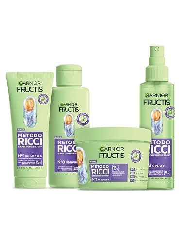 Garnier Lot de 4 soins capillaires hydratants pour toutes les boucles - Répare et revitalise - Avec acide gras hyaluronique et karité - Pré-shampooing, masque capillaire et spray - Image 1