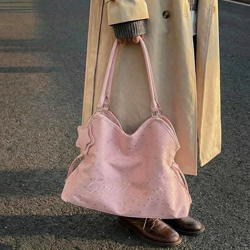 JQWYGB Polka Dot Hobo Tote Bag Y2k Hobo Shoulder Bag for Women Polka Dot Slouchy Tote Handbag for Work Travel thumbnail 4