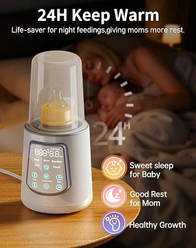 12 in 1 Fast Baby Bottle Warmer with Even Heating No Hot Spots, Night Mode, Sterili-zing, Constant Temp Milk Warmer for Breastmilk & Formula, Fits All Bottles Grey thumbnail 4