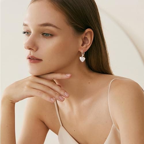 ALEXCRAFT 925 Sterling Silver Dangle Earrings, 14K Gold Plated Heart Waterdrop Earring for Women Trendy Hypoallergenic Leverback Earings Wedding Cubic Zirconia Dangle Earrings Jewelry for Women thumbnail 4