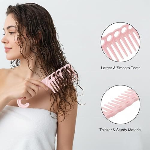 6PCS Hair Comb Set Pink, Stylists Professional Styling Comb Set Wide Fine Parting Rat Tail Hairdressing Double Wide Combs Durable Wides and Fine Tooth Rat Tail Hair Barber Combs for Styling Detangling thumbnail 5