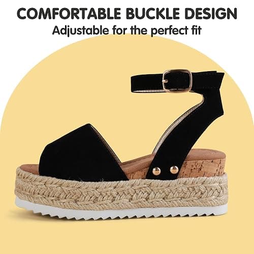 PANDANINJIA Girls Sandals Wedge Platform Espadrille Open Toe Summer Little Big Kid Flower Girl Heels Dress Shoes thumbnail 4