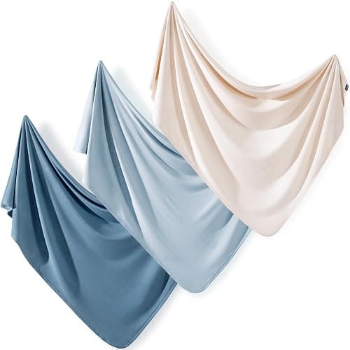 GRSSDER 3 Pack Newborn Swaddle Blanket, Ultra Soft Stretchy Jersey Knit Extra Large Size 33 x 44 Receiving Blankets for Easy Swaddling Baby Snug and Cozy, Comfortable and Lightweight for All Seasons - Image 1