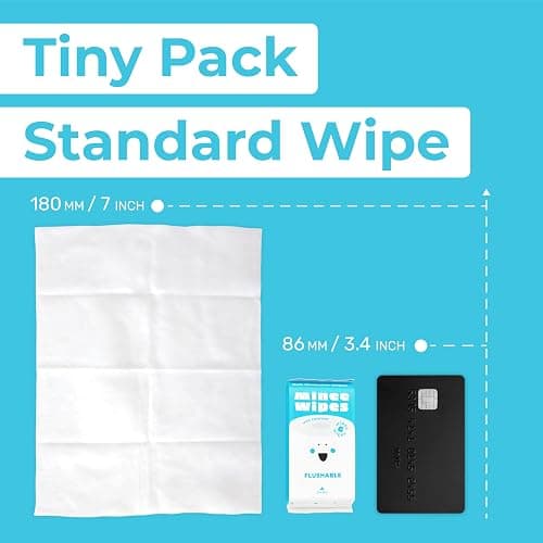 Impossibly Compact Travel Flushable Wipes - 99.5% Water and Aloe - Safe for Sensitive Skin, Hypoallergenic & Unscented - Travel Essentials for Adults, Kids & Baby Care - 8 Pack Total 48 Wipes thumbnail 5