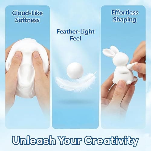 RAINFLOW White Foam Clay - Moldable Cosplay Foam Clay Soft Squishy | Creative Art Supplies for Arts and Crafts Projects, DIY Modeling, Sculpting, Handmade Crafts thumbnail 3