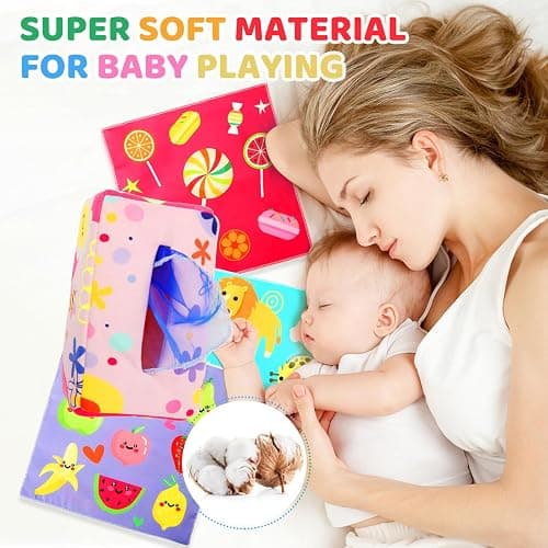 Baby Tissue Box - Montessori Toys for 6-12 Months, 1 Year Old - Soft Stuffed High Contrast Crinkle Infant Sensory Toy, Boys&Girls Toddler Early Learning Baby Gifts thumbnail 7
