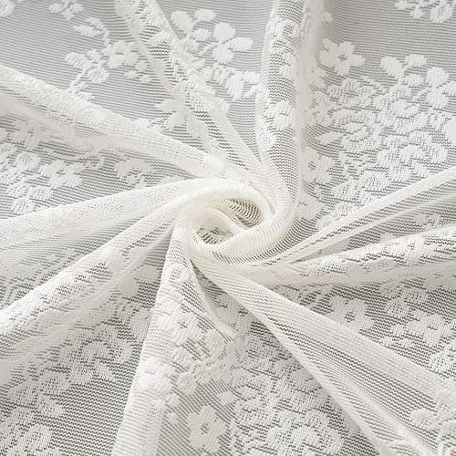 YJ YANJUN Vintage Lace Curtains 84 Inches Long-Romantic Flowers and Branch Sheer Lacy Curtains for Living Room French Door 1 Pair Rod Pocket, 52 x 84 Inch Ivory thumbnail 8