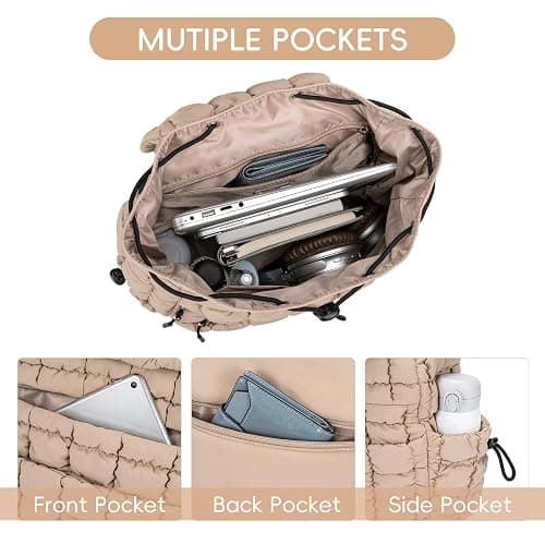 CLUCI Puffy Quilted Backpack Purse for Women, Casual Lightweight Daypack for Women Travel thumbnail 3