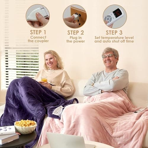 EHEYCIGA Heated Blanket - 9 Heating Levels, 10 Hour Auto Off, Soft Cozy Sherpa Washable Throw, 50 x 60 Inches thumbnail 9