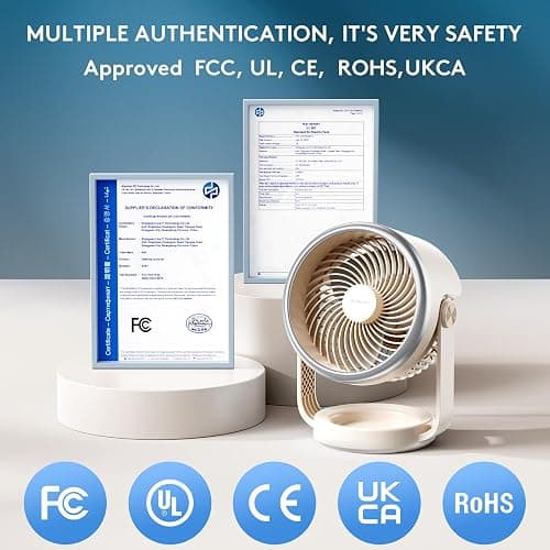 BURLAN Quiet Desk Fan for Bedroom, Battery Powered Personal Fan Portable | Rechargeable Air Circulator 110° Tilt Oscillating Fan for Indoor Outdoor Camp Travel,10-Inch, 4-Speed, 70ft Strong Airflow thumbnail 8