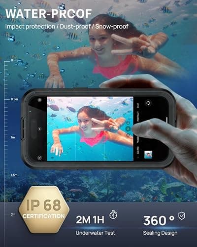 Lanhiem Magnetic for iPhone 16 Pro Max Case, IP68 Waterproof Dustproof Case, [Compatible with Magsafe] [Built-in Screen Protector] Full Body Heavy Duty Rugged Phone Cover 6.9 inch, Black/Clear thumbnail 3