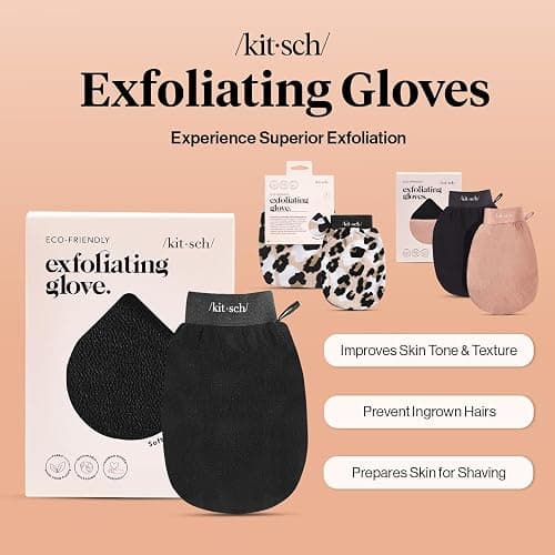 Kitsch Exfoliating Glove – Korean Exfoliating Mitt & Deep Exfoliating Body Scrubber for Shower, Bath | Body Exfoliator, Dead Skin Remover | Skin Care for Smooth, Renewed Skin - 1pc, Black thumbnail 8