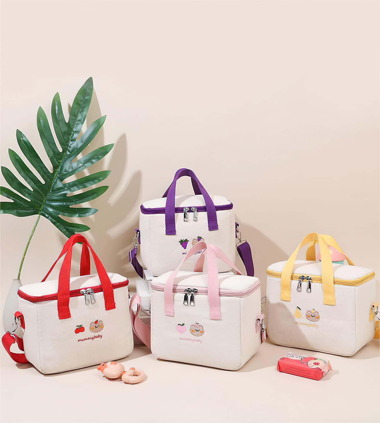 LaurelTree Aesthetic Kawaii Cute Lunch Bag Box with Straps Insulated Waterproof Durable for Women Girls Kids Office School (Pink) thumbnail 7