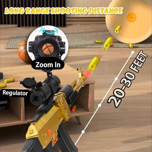 BYTEWAR Electric Golden AK-47 Realistic Soft Bullets Toy Gun,Foam Blasters Toys with 40 Foam Darts & 2 Magazines,Automatic Sniper Rifle for Kids Ages 6+ Years Old,Christmas Birthday Gift for Boys thumbnail 4