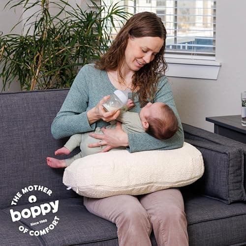 Boppy Nursing Pillow - Ergonomic Bottle & Breastfeeding Pillow with High, Firm, Large Area, Water-Repellent Cushion with Washable Cover; Baby Safety Alliance Verified - Oatmeal Boucle thumbnail 3