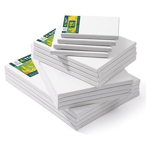 Inburit Canvas for Painting for Adults & Kids 16 Pack with 11x14, 9 x12, 8x10, 5x7 (4 of Each), Blank Primed Stretched Canvases for Oil, Acrylic & Other Painting Media thumbnail 5
