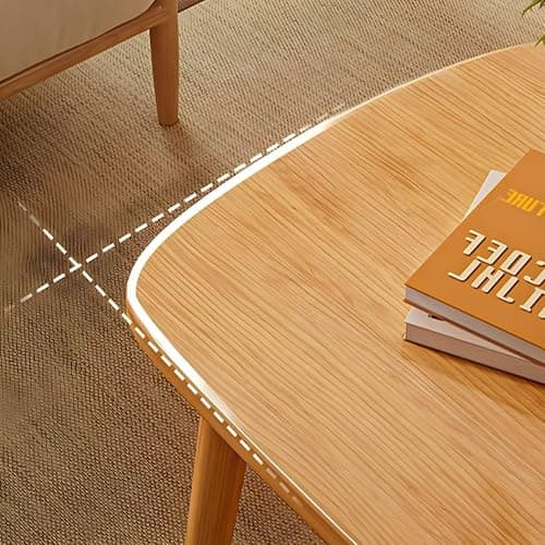Amazon 2-Tier Foldable Modern Coffee Table Minimalist Wood Coffee Table with Storage Shelf Oval Mid Century Coffee Table for Small Apartment Living Room, Walnut 47" L x 19.5" W x 18" H thumbnail 7