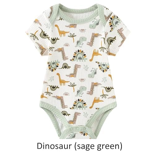 Ruliby Baby Bodysuit 6 Pack Soft Mixed Ribbed Short Sleeve Romper Infant Boy Girl Clothes Set thumbnail 4