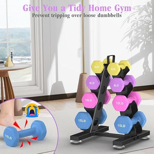 TomCare 6-Tier|5-Tier|4-Tier Dumbbell Rack Stand Only, Weight Rack for Home Gym Storage Stand for Weights Metal A-Frame Strength Training Dumbbell Holder with Handle (Dumbells not Included) thumbnail 5