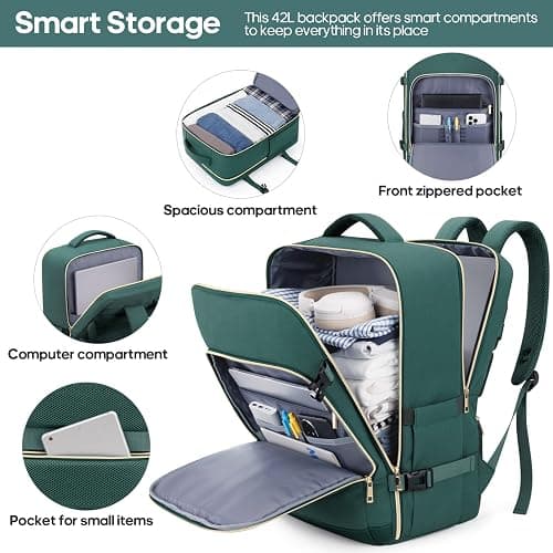 Luggage Sets 3 Piece, Carry On Luggage 20In With Spinner Wheels,PC Hardside Suitcase Set with TSA Lock,Durable Carry On Suitcase With Travel Backpack for Men (Dark Green, 3 piece set (BP/20inch)) thumbnail 6
