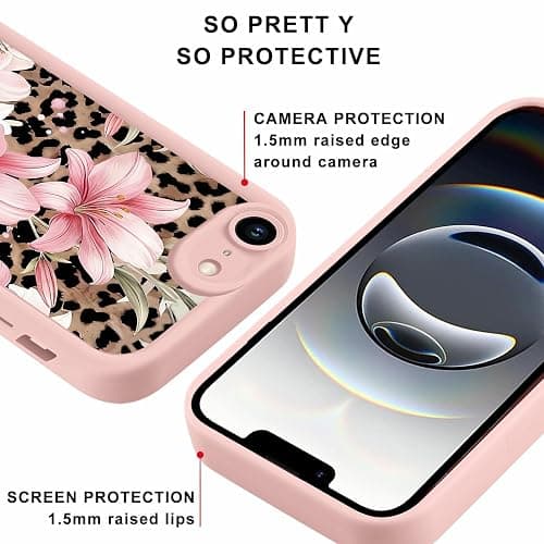 NBCDSUJ Cheetah Leopard Print Pink Lily Flower Phone Case for iPhone 17e/iPhone 16e Case Raised Camera Protection Soft Silicone Slim TPU Funda Phone Cover for iPhone 17e/iPhone 16e 6.1 Inch thumbnail 2