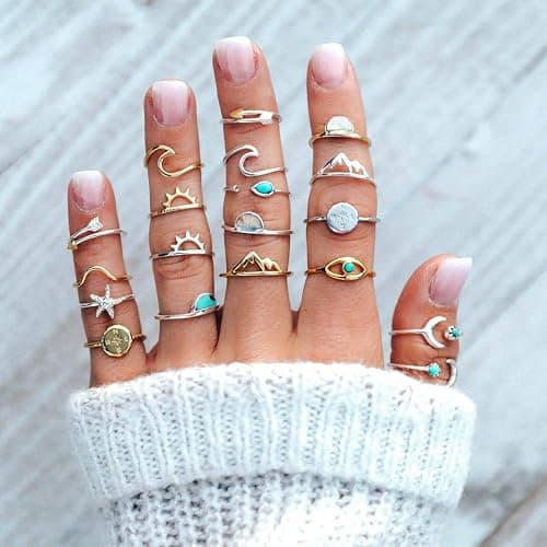 FUTIMELY Boho Retro Stackable Rings Sets for Women Knuckle Joint Finger Knuckle Nail Ring Sets Moon Stars Stack Preppy Statement Rings Cute Trendy Stuff Jewelry - A-1 thumbnail 5